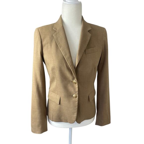 J.Crew Wool Blend Schoolboy Blazer Jacket Classic Preppy Tan Women's Size 0 - Picture 4 of 15
